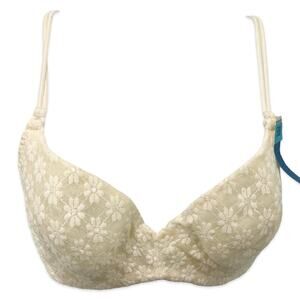Vintage Maidenform Cream French Demi Daisy Floral Underwire Bra size 38B NEW Tag